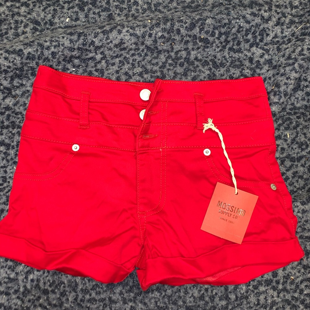 NWT Red high rise jean shorts